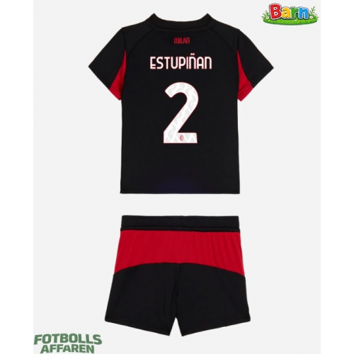 AC Milan Pervis Estupinan #2 Hemmaställ Barn 2025-26 Kortärmad (+ Korta byxor)